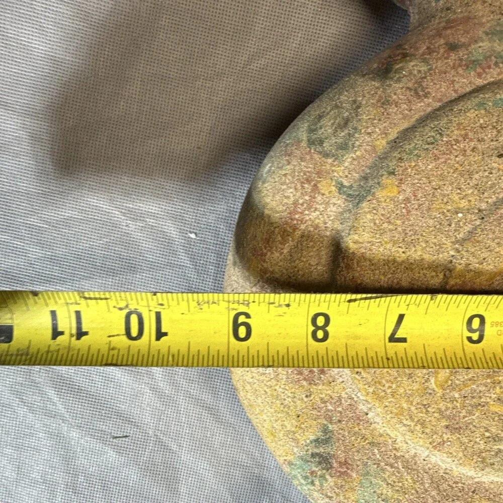 Mexico Art Pottery Textured Clay Vase Beige Red Green Impressed Backstamp